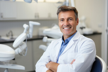Very Happy A Confident Dentist In A White Coat Examining Dental Health . Dental Care Habits, Confidence Of A Dentist, White Coat Fashion, Health Risks Of Poor Oral Hygiene, The Benefits Of A Smile