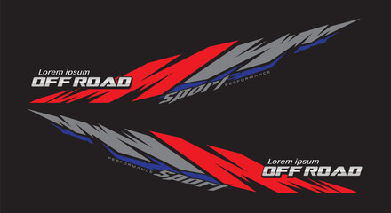 Fototapeta premium Wrap Design For Car vectors. Sports stripes, car stickers black color. Racing decals for tuning_20230725