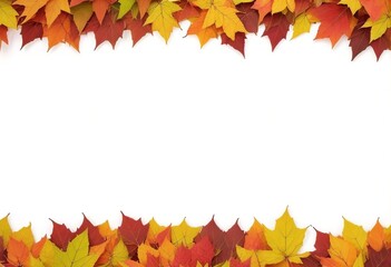 Naklejka na ściany i meble Autumn maple tree leaves fall arrangement leaving a white copy space