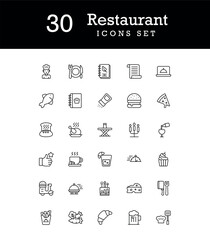 Restaurant icons set design with white background stock illustration