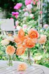 Beautiful roses in a glass vase