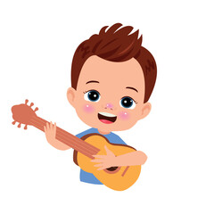 cute little childrenl playing guitar