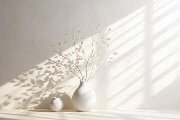 Sophisticated White Wall with Leaf Shadows
