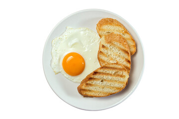 Fried eggs with fried bread on a plate PNG