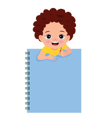 Your text here cute boy holding note paper