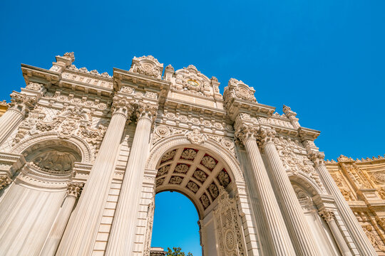 View of a gate at Dolme bahce palace in Istanbul, Turkey