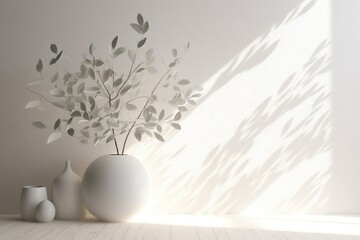 Obraz na płótnie Canvas Serene White Wall Background - Minimalist 3D Render