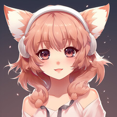 Mischievous Cat Girl Adorable Anime Profile Picture Created with Generative AI
