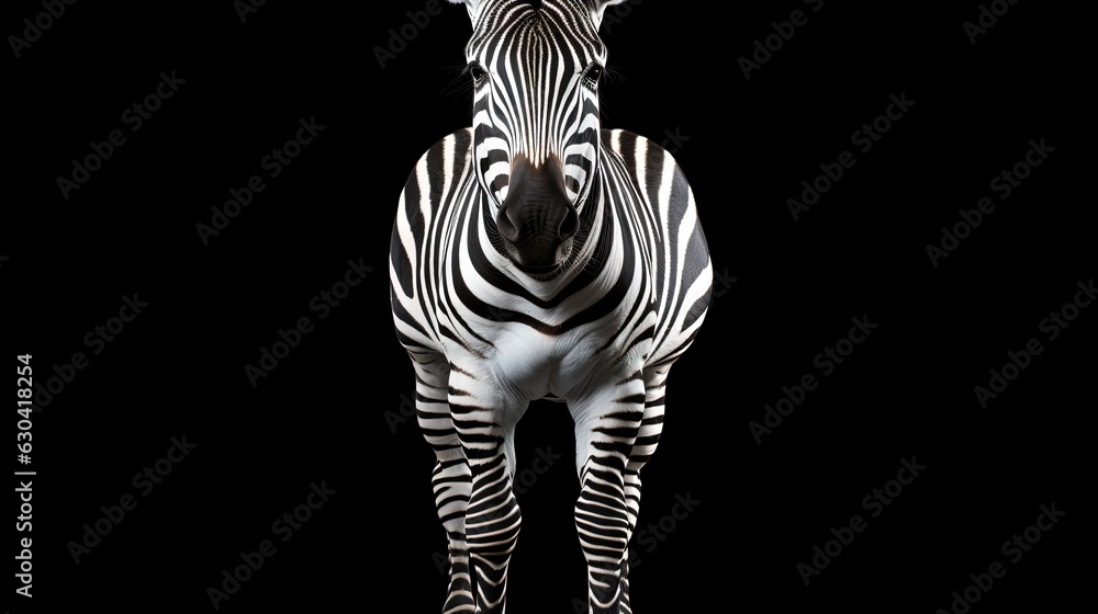 Aufkleber a zebra standing in the dark with its head turned to the side. generative ai