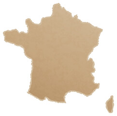 France map. French maps craft paper texture. Empty template information creative design element.