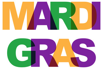 Mardi Gras celebration party festival. Colours text design element for poster, greeting card, party invitation, banner or flyer. © SolaruS