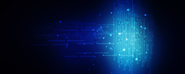 2d illustration Abstract futuristic electronic circuit technology background
