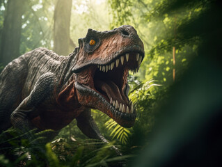 Obraz premium Dinosaur in its Natural Habitat, Wildlife Photography, Generative AI