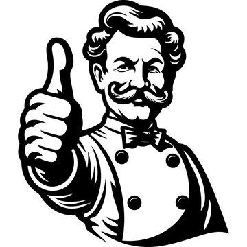 recommend clip art: Chef cook thumbs up logo black silhouette vector