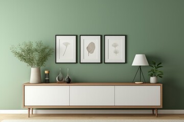 Elegant Green Wall Mockup - 3D Render