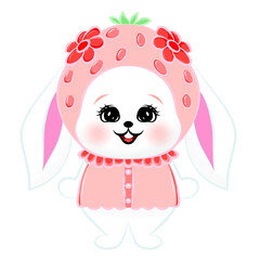 Cute little bunny cartoon with flowers