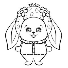 Cute little bunny cartoon sketch drawing outline 