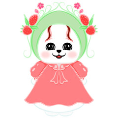 teddy bear cartoon with flower