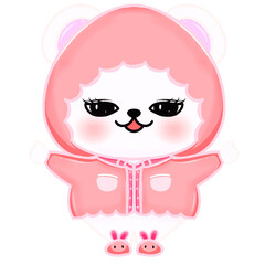 Cute little baby cat cartoon character on transparent background