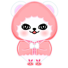 Cute little baby cat cartoon character on transparent background 