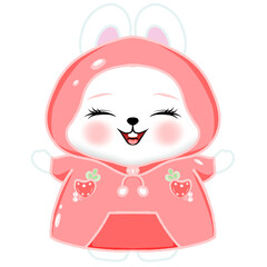 Cute baby rabbit doll wearing a hoodie isolated illustration