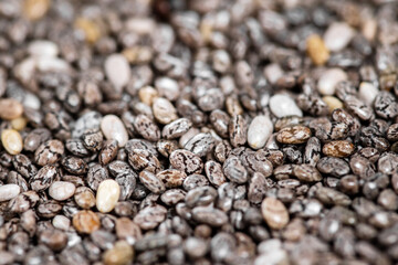 Chia seeds background with selecnive focuse.