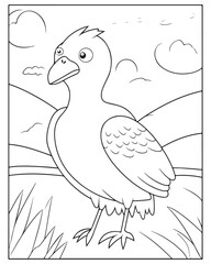 Cute Birds Coloring Pages for kids, Bird Coloring Pages, Bird Vector, Bird illustration, Black and white