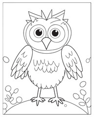 Cute Birds Coloring Pages for kids, Bird Coloring Pages, Bird Vector, Bird illustration, Black and white