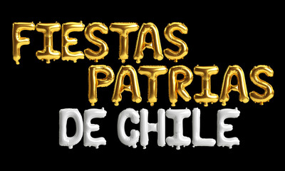 3d illustration of letter balloons about Fiestas Patrias Chile holiday isolated on background