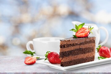 Strawberry fresh tasty sweet cake with berries