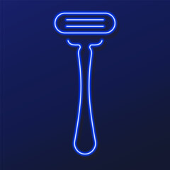 razor neon sign, modern glowing banner design, colorful modern design trends on black background. Vector illustration.