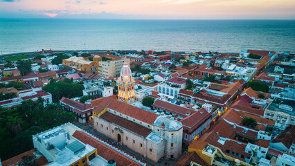Naklejka premium Cartagena colombia South America Caribbean Sea aerial drone view 