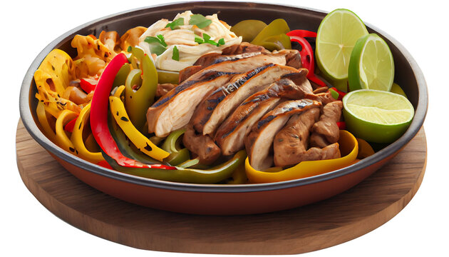 Steak chicken fajitas with vegetables and tortill Ai generated image