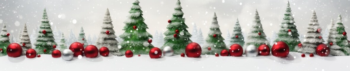 Obraz na płótnie Canvas Beautiful Christmas card with a fir trees with space for text. Generative AI