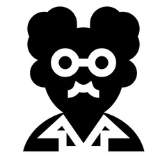 科学、科学者、博士を表す塗りつぶしスタイルのアイコン