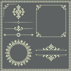 Vintage Set. Floral elements for design monograms, invitations, frames, menus and labels. Graphic design of the website, cafes, boutiques, hotels, wedding invitations.