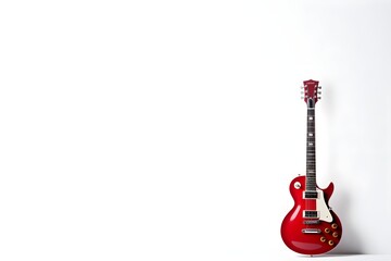 Naklejka premium Klangvolle Stille: Die Gitarre in purer Schönheit auf weißem Grund