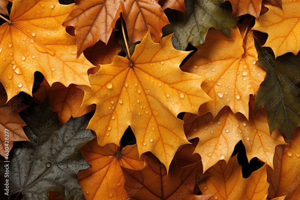 Poster various colorful multi colored leaves background generative ai