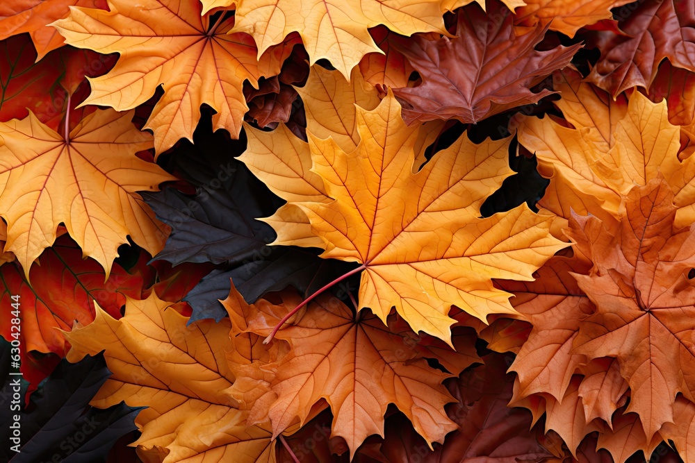 Poster various fall multi colored leaves backdrop generative ai