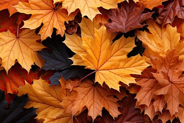 Naklejka na ściany i meble Various Fall Multi Colored Leaves Backdrop Generative AI