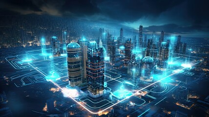 5G wireless network, high speed internet, cloud computing or connect diagram technology, Data storage, service, synchronize, online, financial, Connectivity global, smart city, Gen by AI