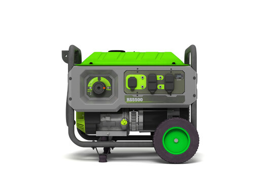 Modern compact electrical generator front view 3d render on white