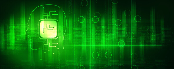 Obraz premium 2d illustration latest computer microchips in face background