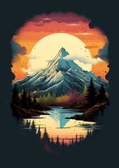Nature scenery T shirt design style print art