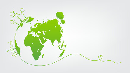 Green Business template and background for World environment day, Eco friendly, Green city and sustainability development concept, vector illustration