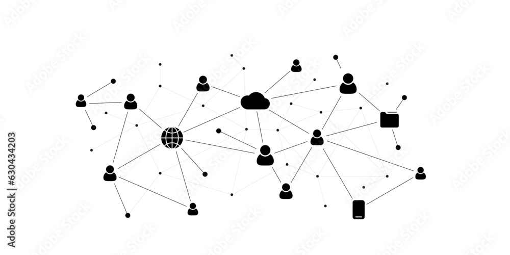 Wall mural social user network, people network illustration. dots connected lines create network
