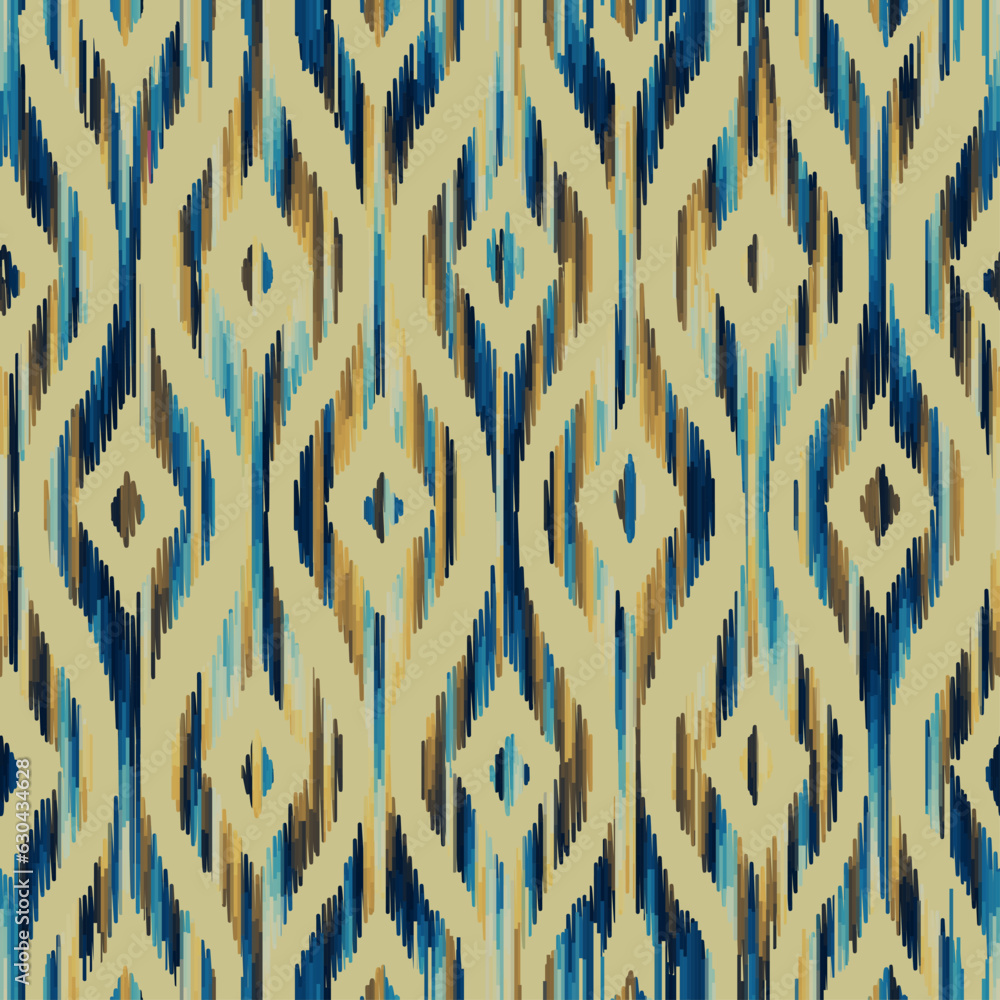 Poster geometric abstract grunge vintage pattern. ikat style. seamless vector image.