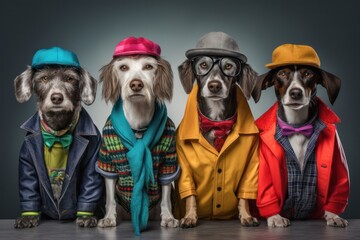 Modern Doggy Squad: Trendsetting Canines in a Hip Studio Setting