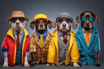 Urban Chic Canine Crew: Stylish Pups in Trendy Attire Strutting their Stuff