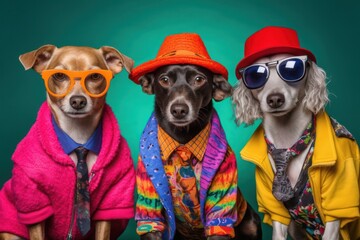 Fashionable Pooch Posse: Stylish Dogs Strut their Stuff in a Chic Studio Setting